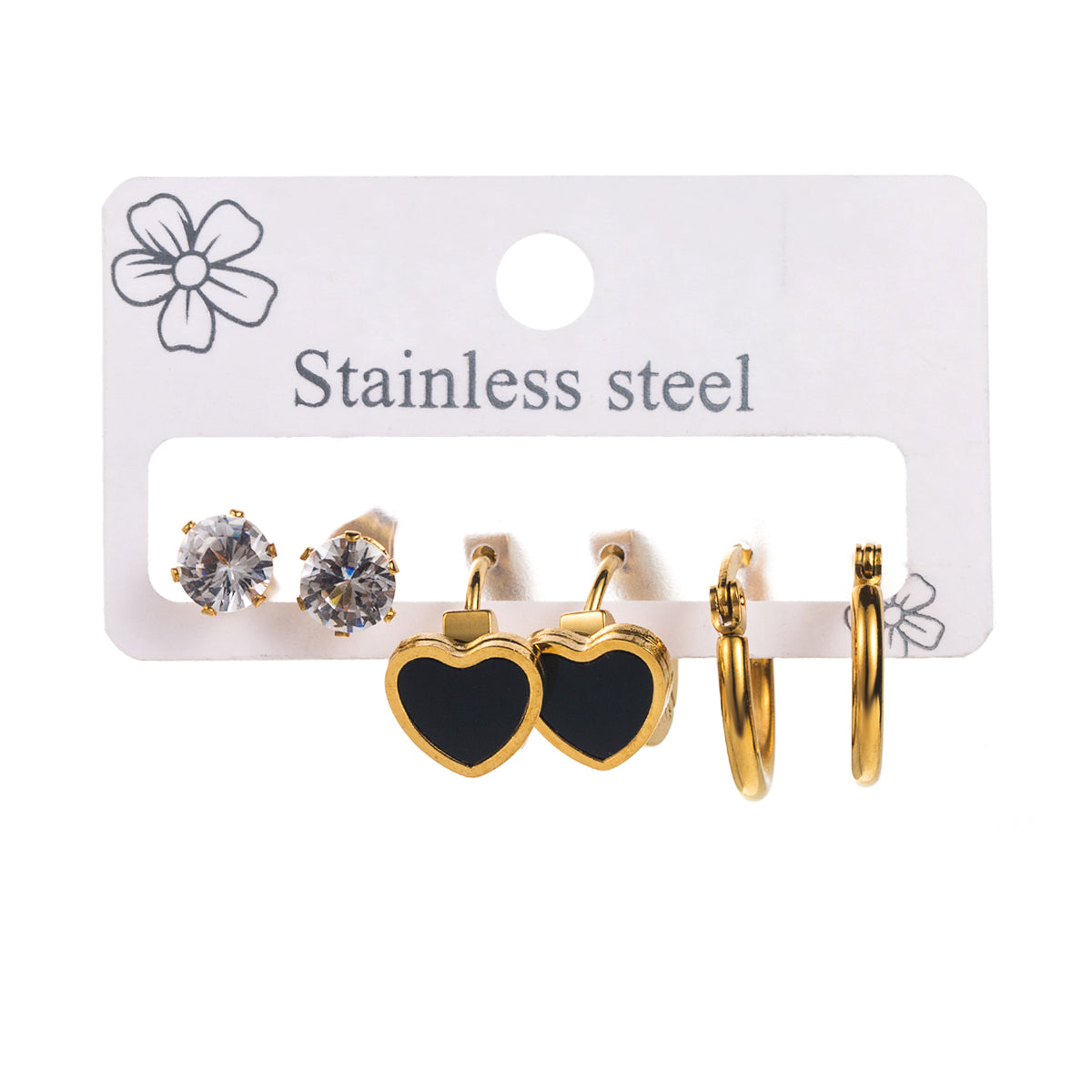 1 Set French Style Modern Style Simple Style Heart Shape Inlay Stainless Steel Zircon Earrings