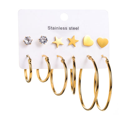 1 Set Modern Style Simple Style Solid Color Stainless Steel Earrings