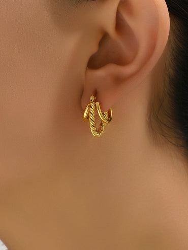 1 Pair Simple Style Classic Style Solid Color Plating Titanium Steel 18k Gold Plated Gold Plated Earrings