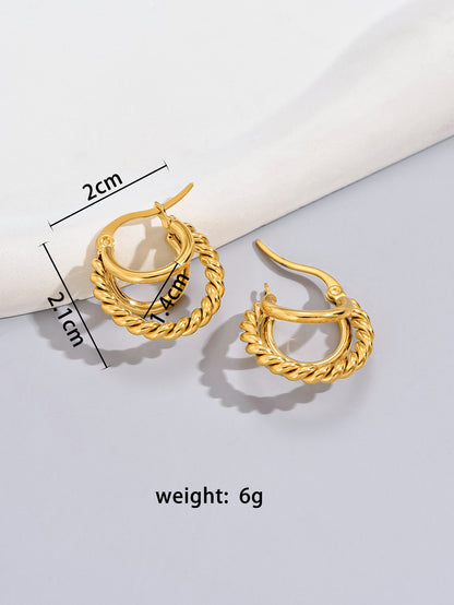 1 Pair Simple Style Classic Style Solid Color Plating Titanium Steel 18k Gold Plated Gold Plated Earrings