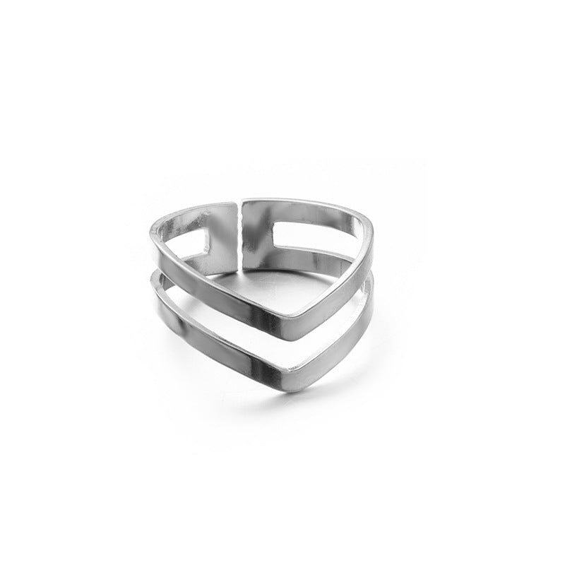 Simple Style Geometric Stainless Steel Open Rings