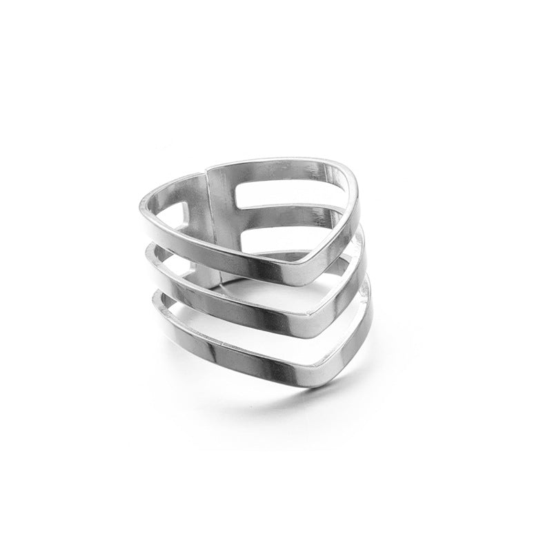 Simple Style Geometric Stainless Steel Open Rings