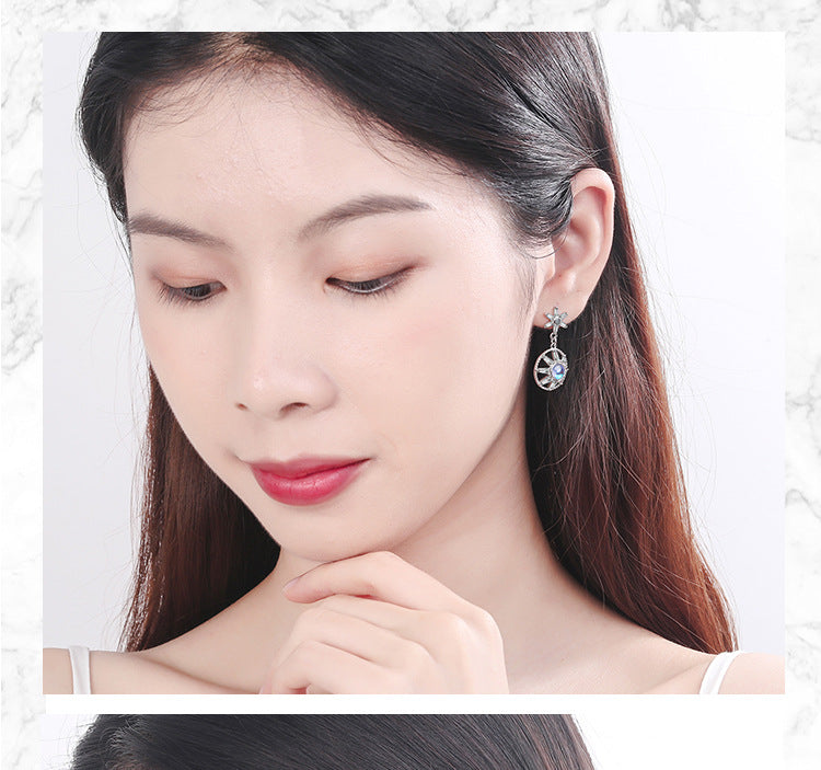 1 Pair Ig Style Shiny Star Inlay Copper Zircon Drop Earrings