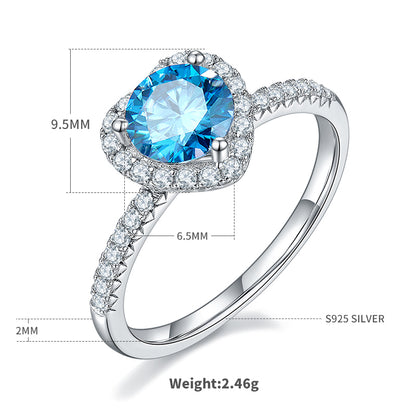 Elegant Classic Style Round Sterling Silver Plating Inlay Moissanite White Gold Plated Rings