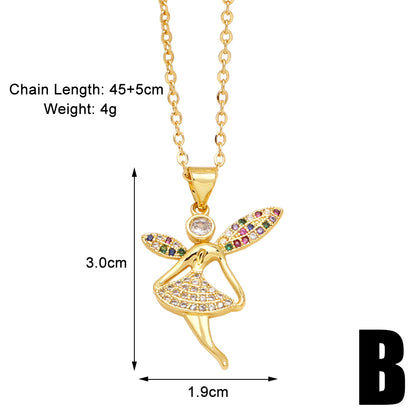 Elegant Simple Style Heart Shape Copper Plating Inlay Zircon 18k Gold Plated Pendant Necklace