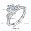 Elegant Classic Style Round Sterling Silver Plating Inlay Moissanite White Gold Plated Rings