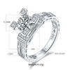 Elegant Classic Style Round Sterling Silver Plating Inlay Moissanite White Gold Plated Rings