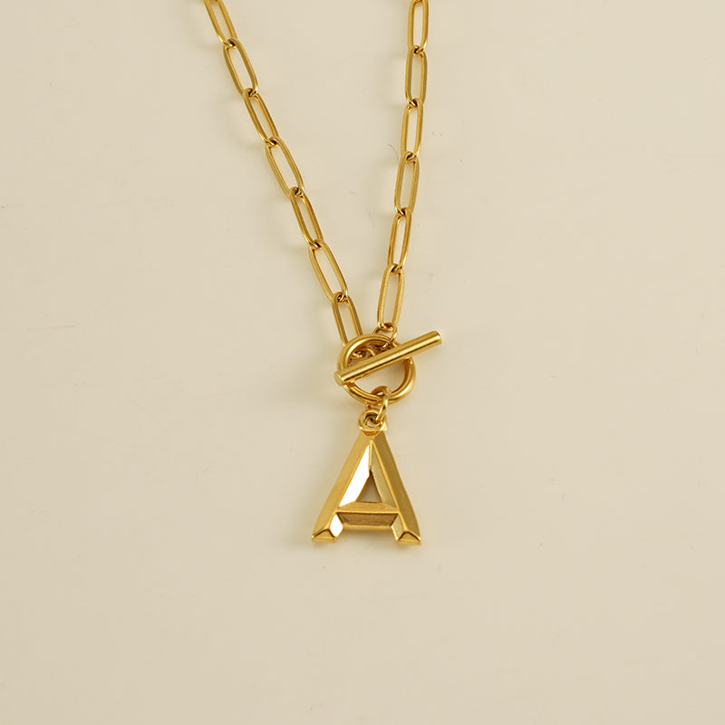 Fashion Letter Titanium Steel Pendant Necklace Polishing Gold Plated Stainless Steel Necklaces