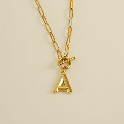 Fashion Letter Titanium Steel Pendant Necklace Polishing Gold Plated Stainless Steel Necklaces