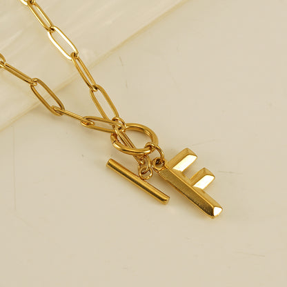 Fashion Letter Titanium Steel Pendant Necklace Polishing Gold Plated Stainless Steel Necklaces