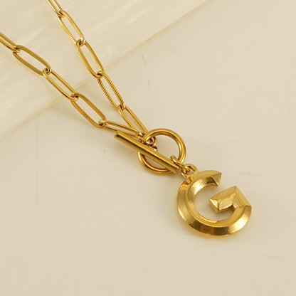 Fashion Letter Titanium Steel Pendant Necklace Polishing Gold Plated Stainless Steel Necklaces