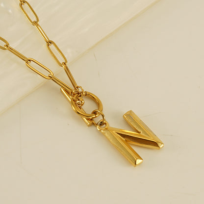 Fashion Letter Titanium Steel Pendant Necklace Polishing Gold Plated Stainless Steel Necklaces