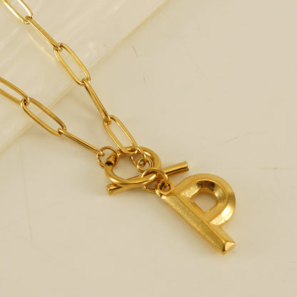 Fashion Letter Titanium Steel Pendant Necklace Polishing Gold Plated Stainless Steel Necklaces