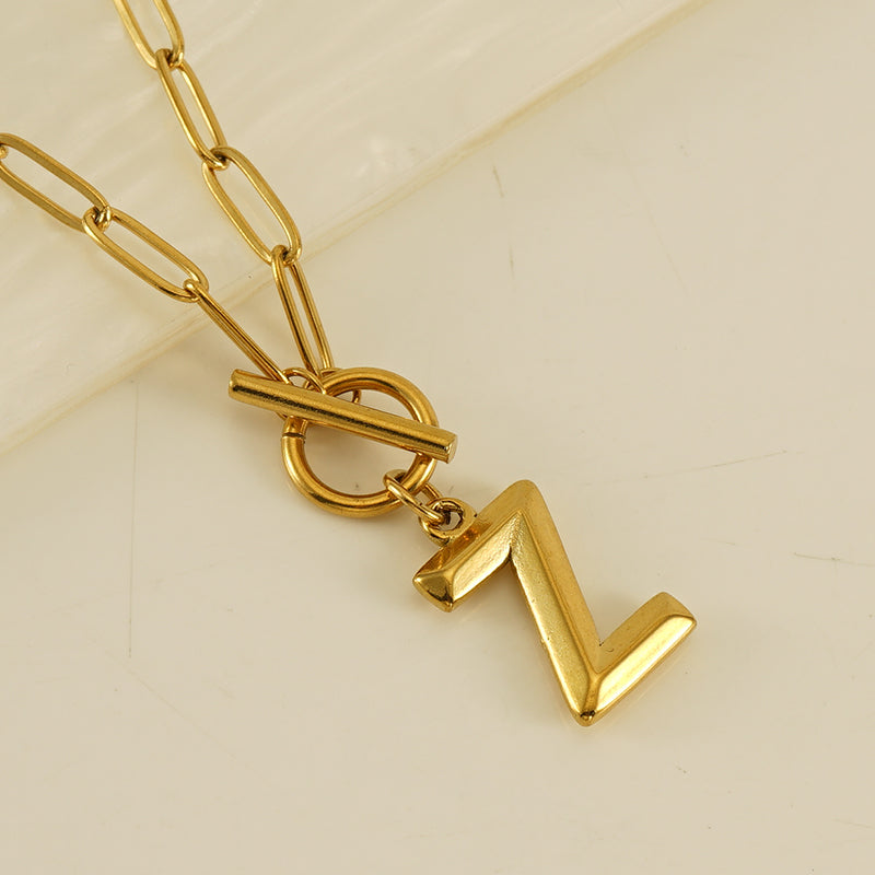 Fashion Letter Titanium Steel Pendant Necklace Polishing Gold Plated Stainless Steel Necklaces