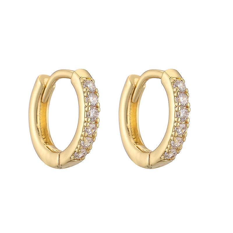 1 Pair Casual Simple Style Classic Style Round Plating Inlay Copper Zircon 18k Gold Plated Hoop Earrings