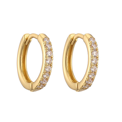 1 Pair Casual Simple Style Classic Style Round Plating Inlay Copper Zircon 18k Gold Plated Hoop Earrings