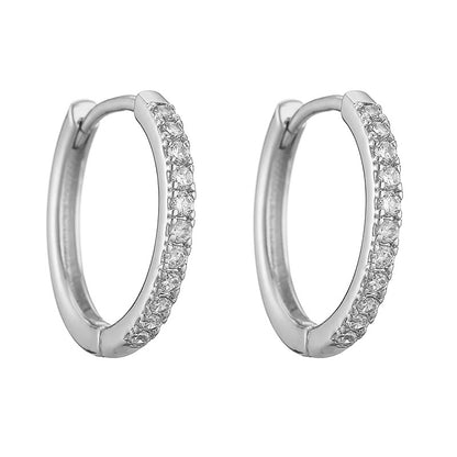 1 Pair Casual Simple Style Classic Style Round Plating Inlay Copper Zircon 18k Gold Plated Hoop Earrings