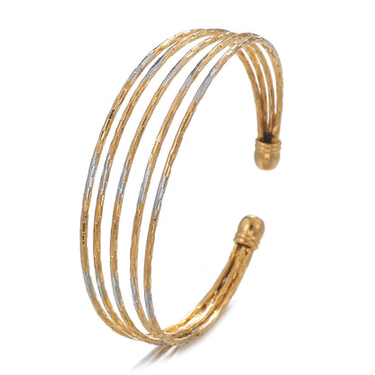 Simple Style Solid Color Stainless Steel Plating 18k Gold Plated Bangle