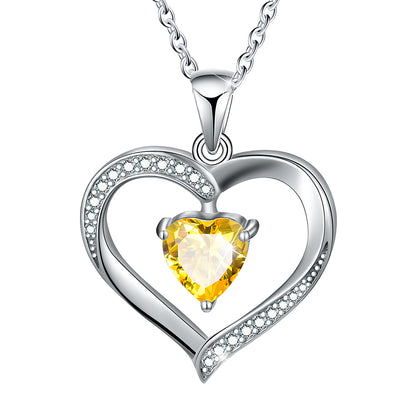 Elegant Heart Shape Sterling Silver Plating Inlay Zircon Pendant Necklace