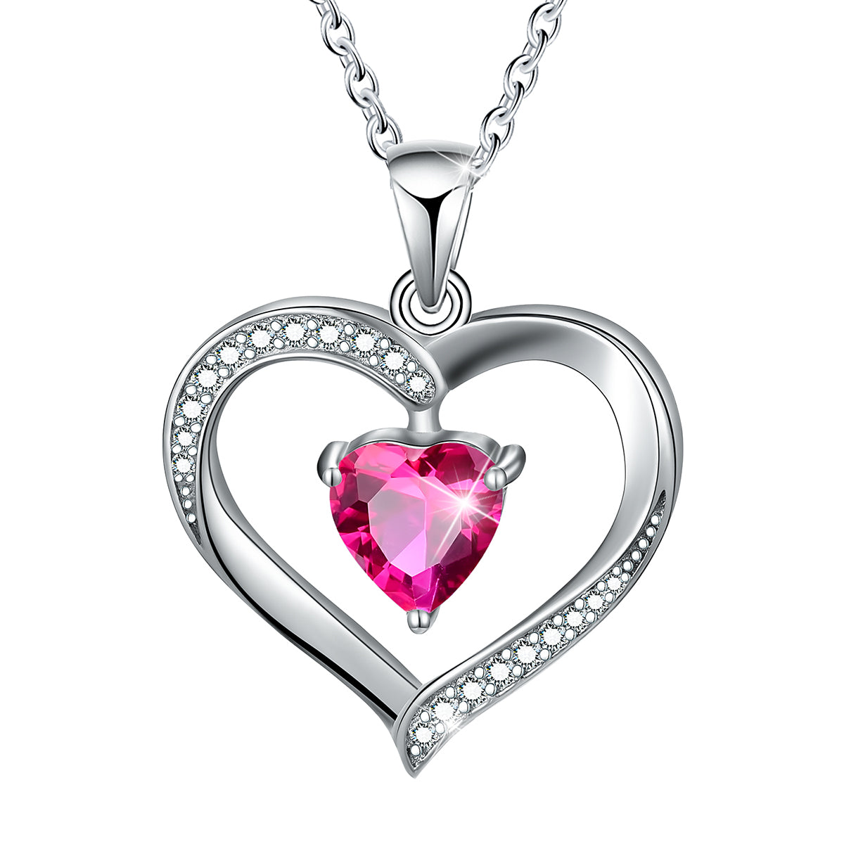 Elegant Heart Shape Sterling Silver Plating Inlay Zircon Pendant Necklace