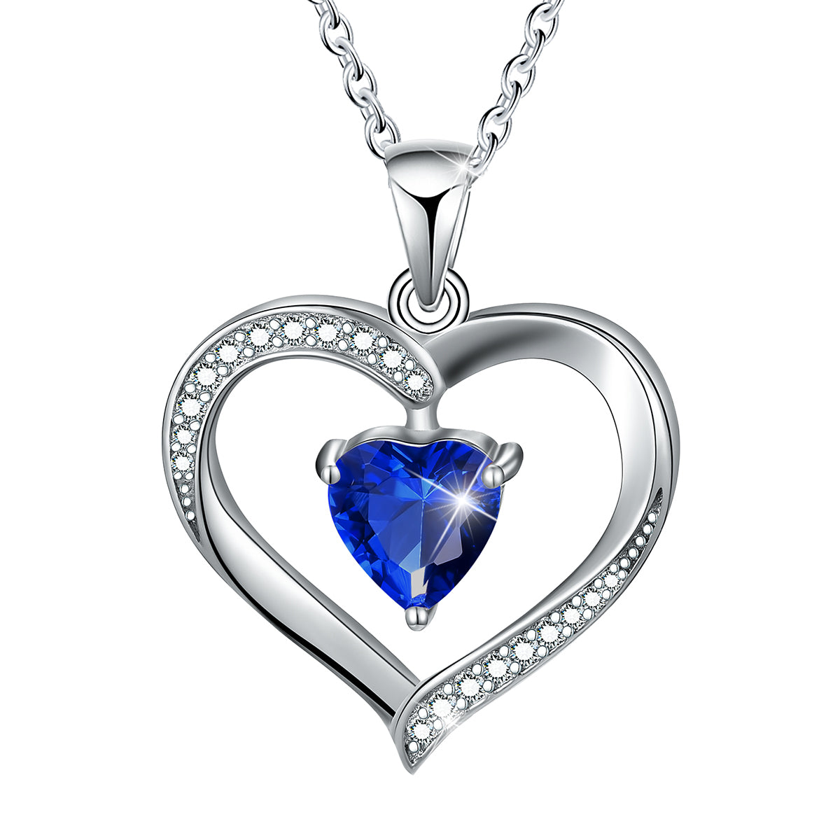 Elegant Heart Shape Sterling Silver Plating Inlay Zircon Pendant Necklace