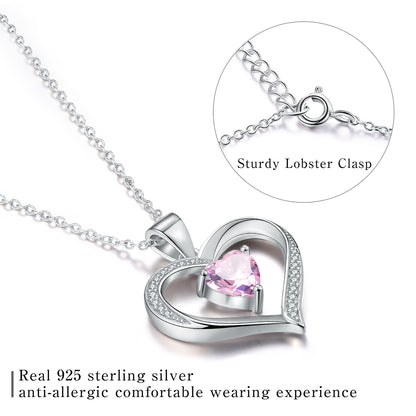 Elegant Heart Shape Sterling Silver Plating Inlay Zircon Pendant Necklace