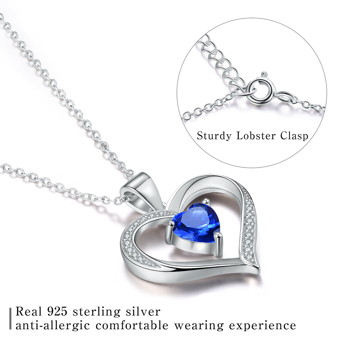 Elegant Heart Shape Sterling Silver Plating Inlay Zircon Pendant Necklace