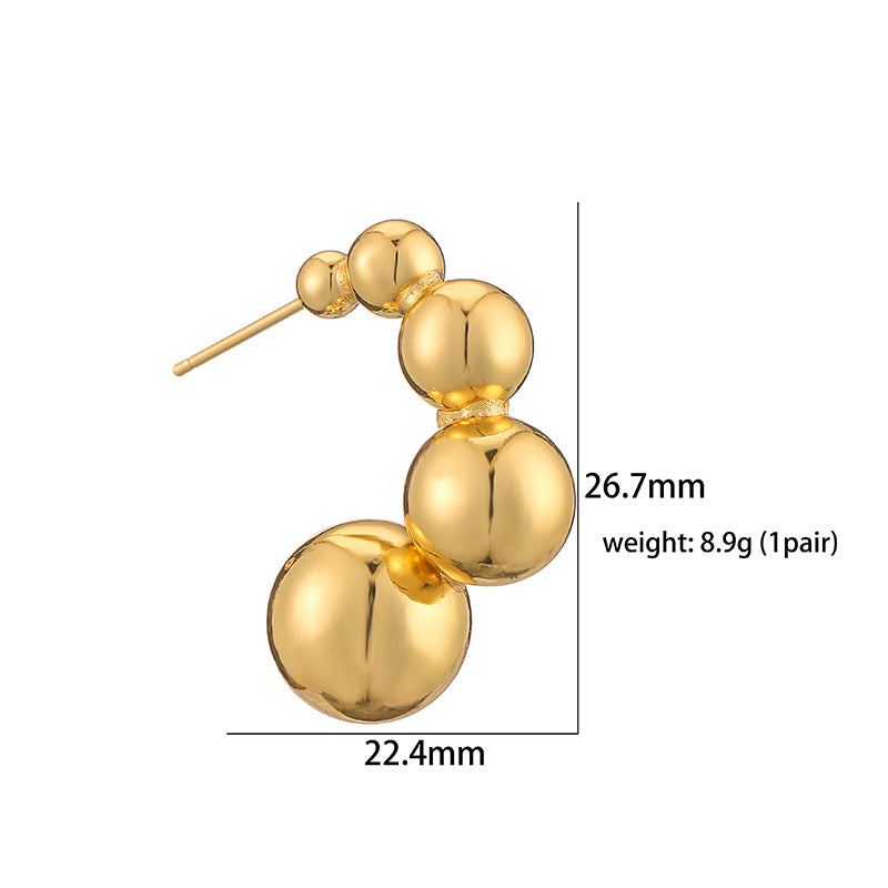 1 Pair Casual Vintage Style Modern Style C Shape Plaid Plating Pleated Copper 18k Gold Plated Ear Studs