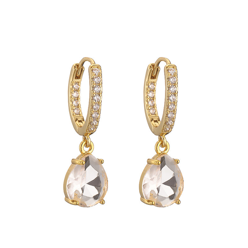 1 Pair Casual Vacation Shiny Water Droplets Plating Inlay Copper Zircon 18k Gold Plated Drop Earrings