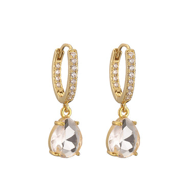 1 Pair Casual Vacation Shiny Water Droplets Plating Inlay Copper Zircon 18k Gold Plated Drop Earrings