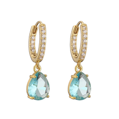 1 Pair Casual Vacation Shiny Water Droplets Plating Inlay Copper Zircon 18k Gold Plated Drop Earrings