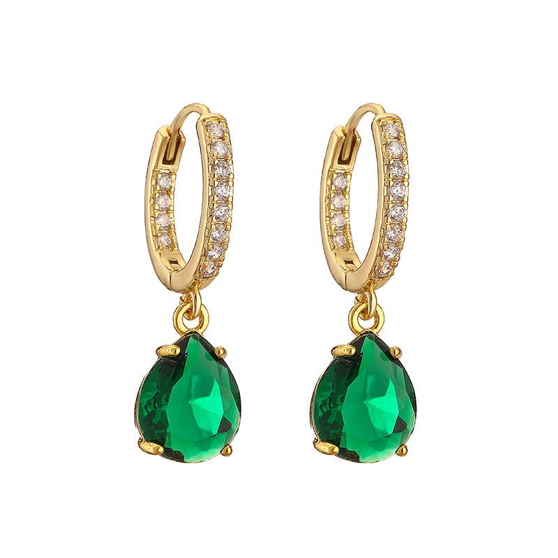 1 Pair Casual Vacation Shiny Water Droplets Plating Inlay Copper Zircon 18k Gold Plated Drop Earrings