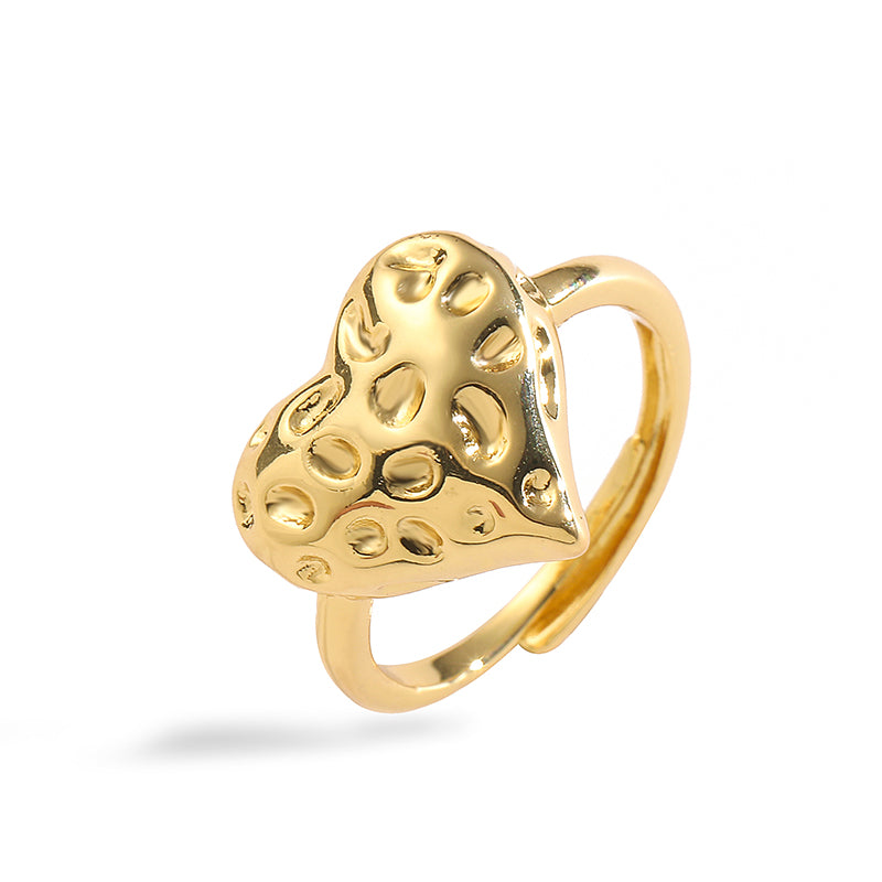 Vintage Style Simple Style Heart Shape Twist Copper 18k Gold Plated Zircon Rings In Bulk