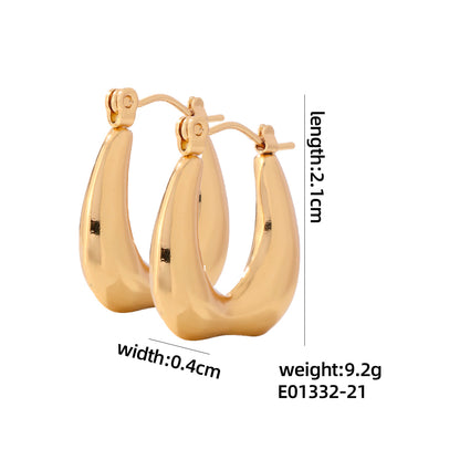 1 Pair Simple Style Round Rectangle Polishing Plating Stainless Steel Gold Plated Earrings