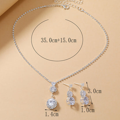 Elegant Luxurious Solid Color Alloy Plating Inlay Rhinestones Silver Plated Women's Jewelry Set