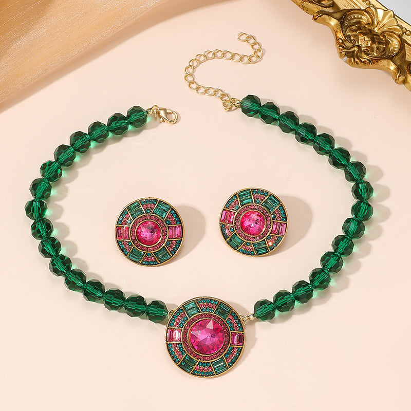 Ethnic Style Round Alloy Plating Inlay Rhinestones Gold Plated Women's Jewelry Set