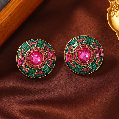 Ethnic Style Round Alloy Plating Inlay Rhinestones Gold Plated Women's Jewelry Set