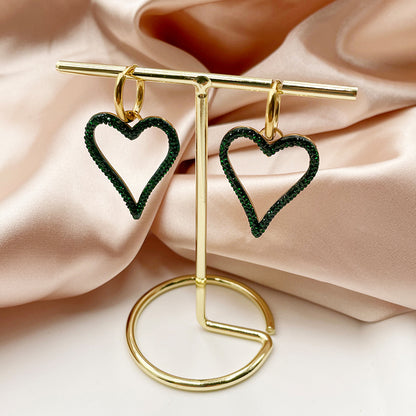 1 Pair Elegant Cute Simple Style Heart Shape Plating Inlay Stainless Steel Zircon Gold Plated Drop Earrings