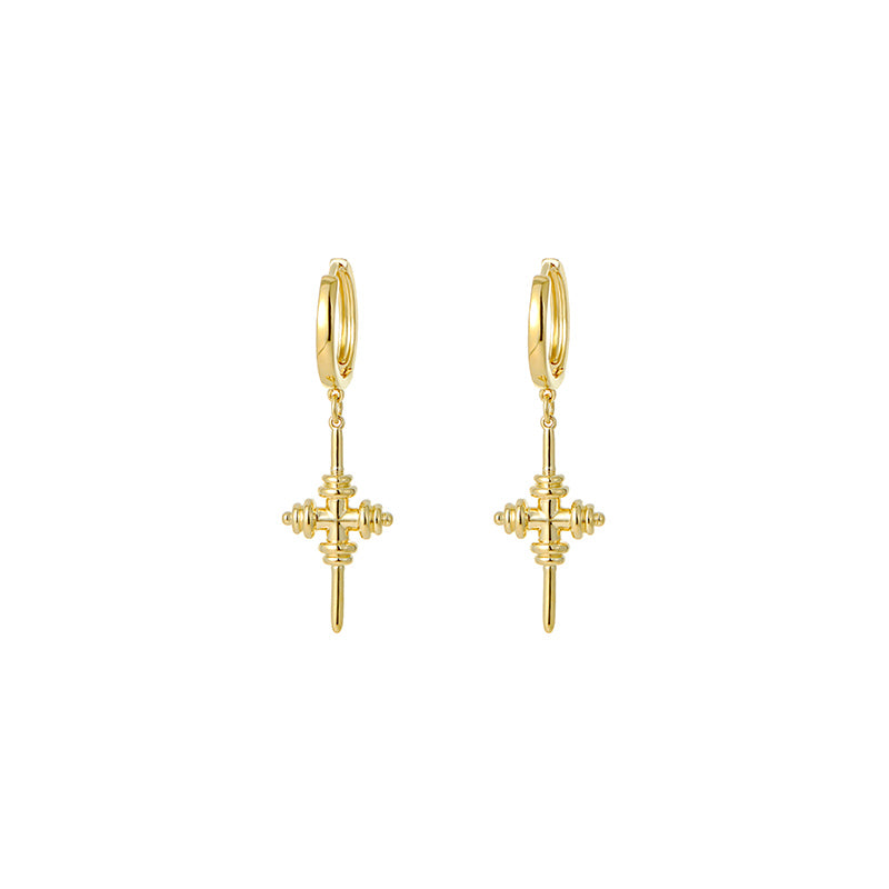 1 Pair Simple Style Cross Plating Copper Gold Plated Drop Earrings