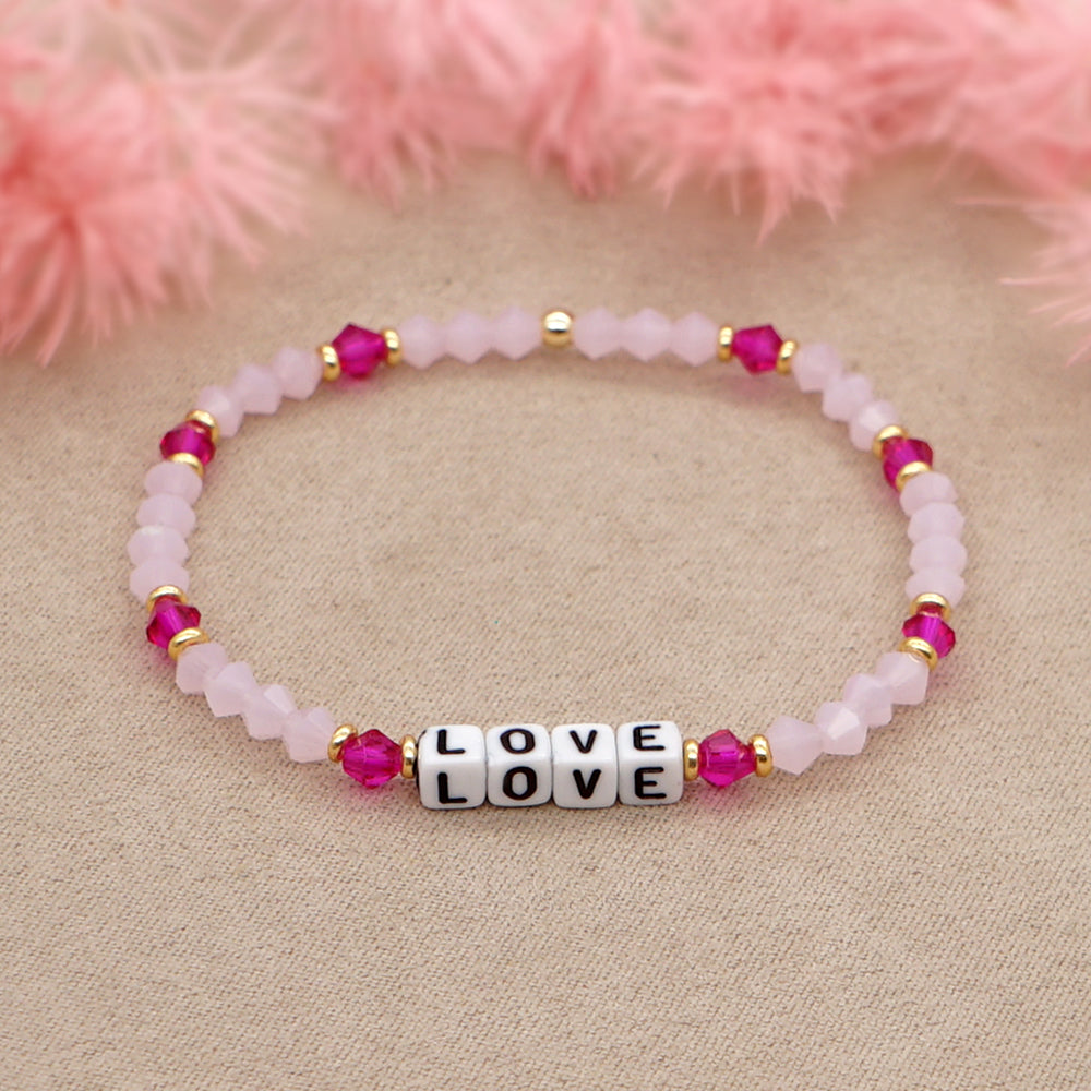 Casual Classic Style Shiny Letter Arylic Artificial Crystal Beaded Women's Bracelets