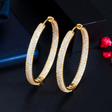 1 Pair Vintage Style Circle Solid Color Plating Inlay Copper Zircon Gold Plated Hoop Earrings