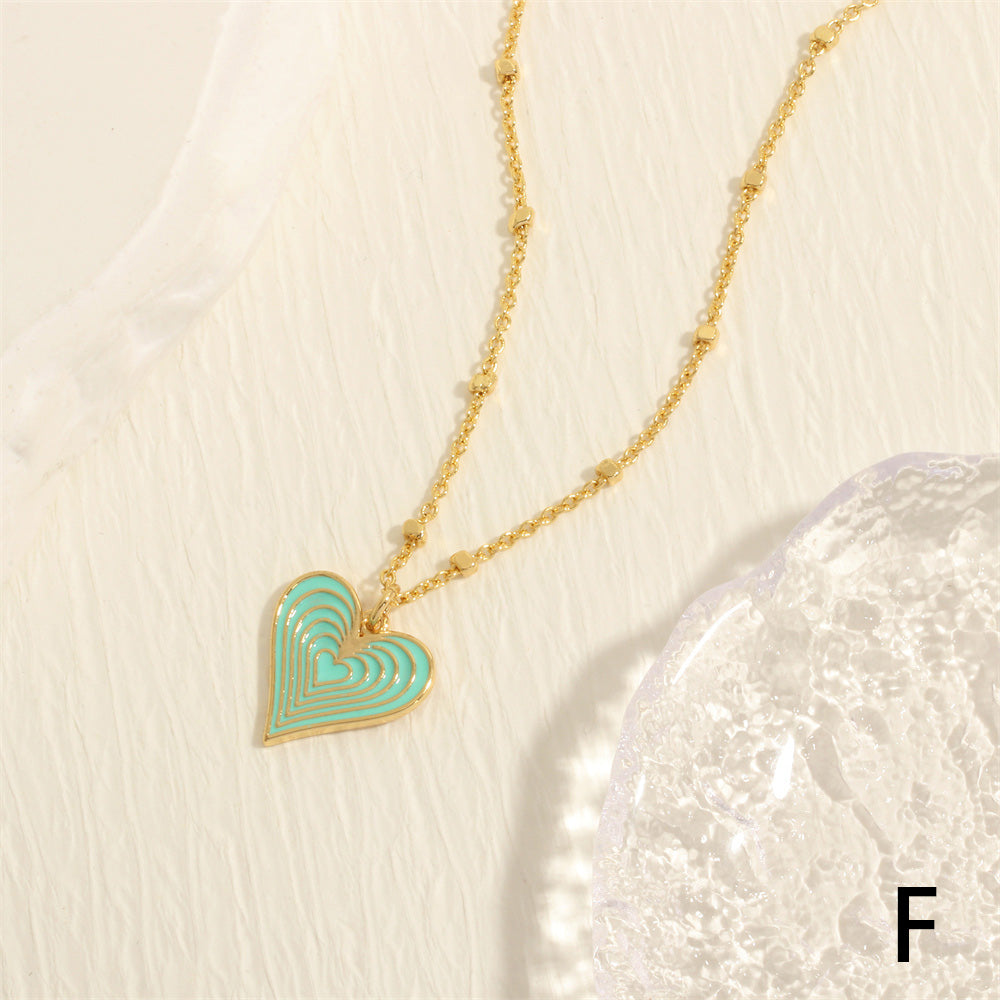 Simple Style Heart Shape Copper Enamel Plating 18k Gold Plated Pendant Necklace