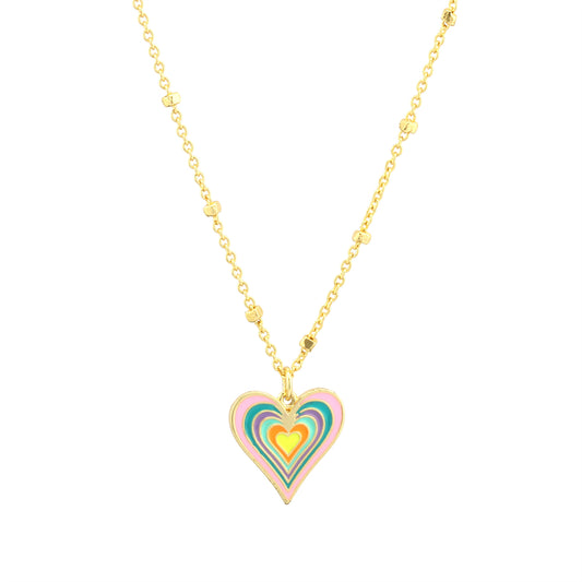 Simple Style Heart Shape Copper Enamel Plating 18k Gold Plated Pendant Necklace