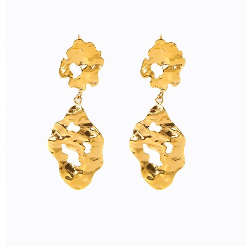 1 Pair Vintage Style Irregular Solid Color Plating Stainless Steel 18k Gold Plated Drop Earrings