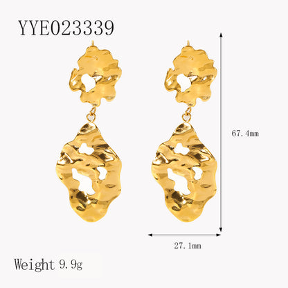 1 Pair Vintage Style Irregular Solid Color Plating Stainless Steel 18k Gold Plated Drop Earrings