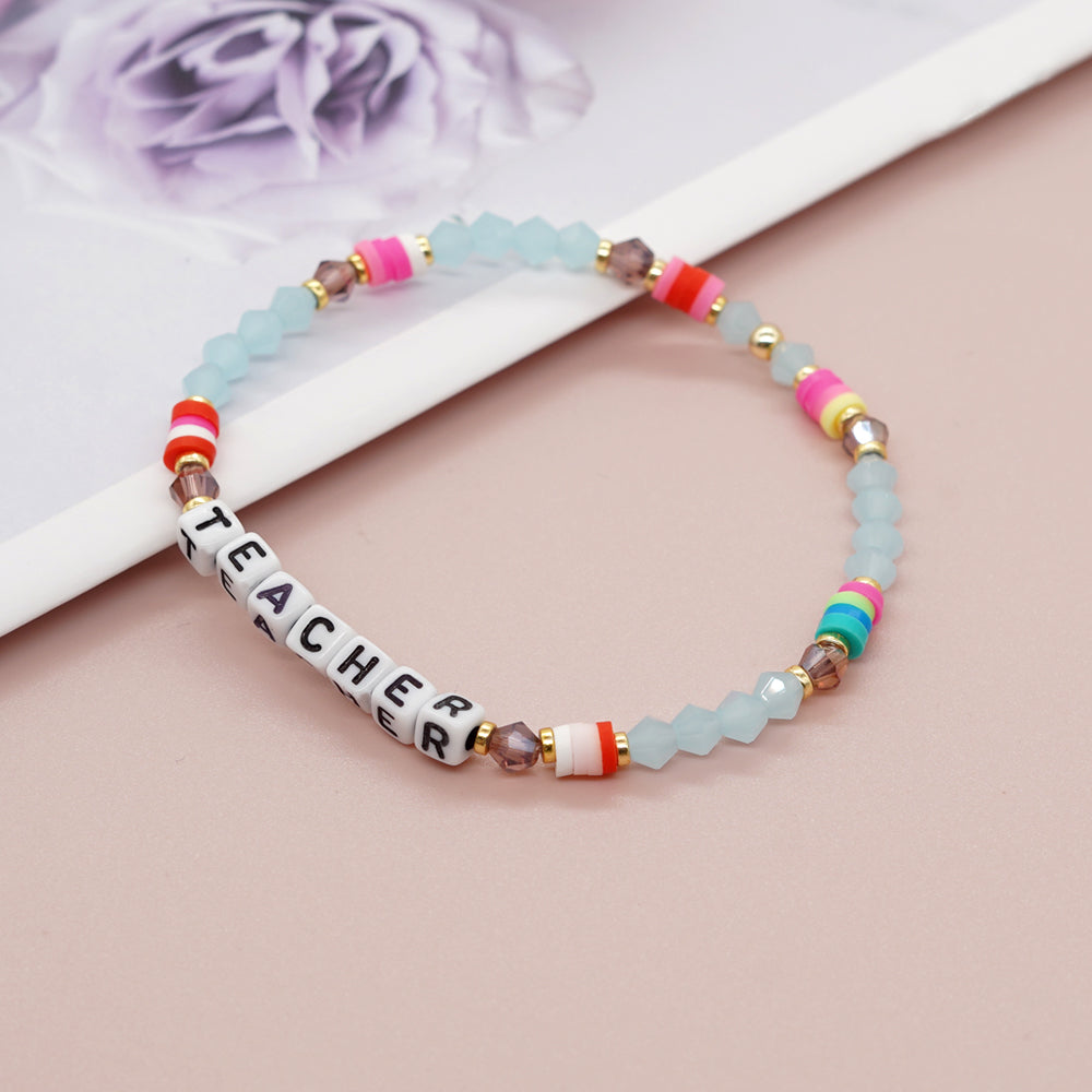 Simple Style Classic Style Letter Arylic Artificial Crystal Wholesale Drawstring Bracelets