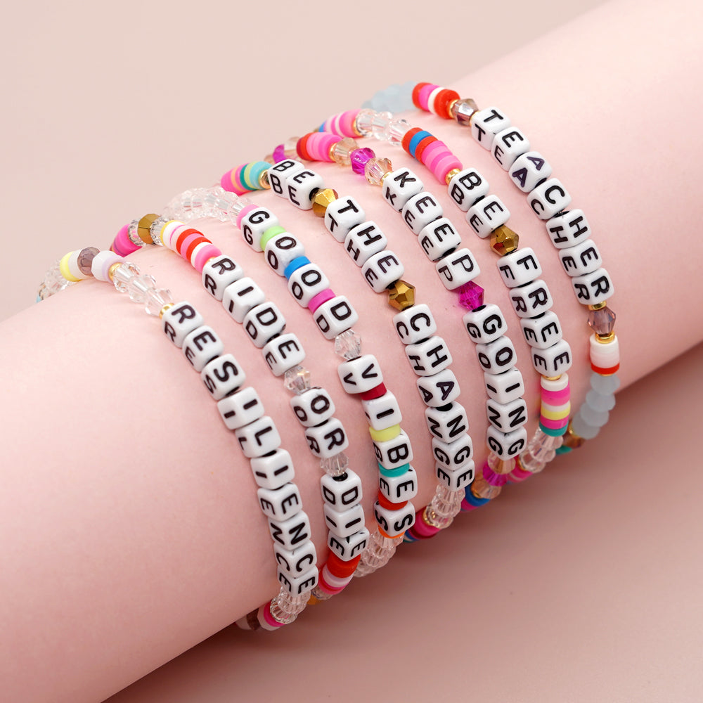 Simple Style Classic Style Letter Arylic Artificial Crystal Wholesale Drawstring Bracelets