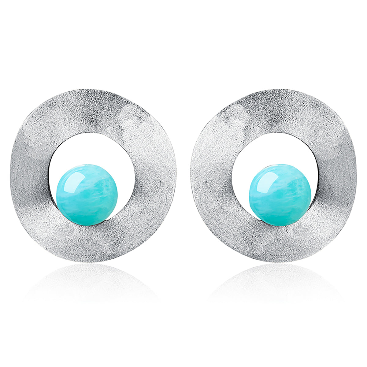 1 Pair Simple Style Round Inlay Sterling Silver Natural Stone Ear Studs