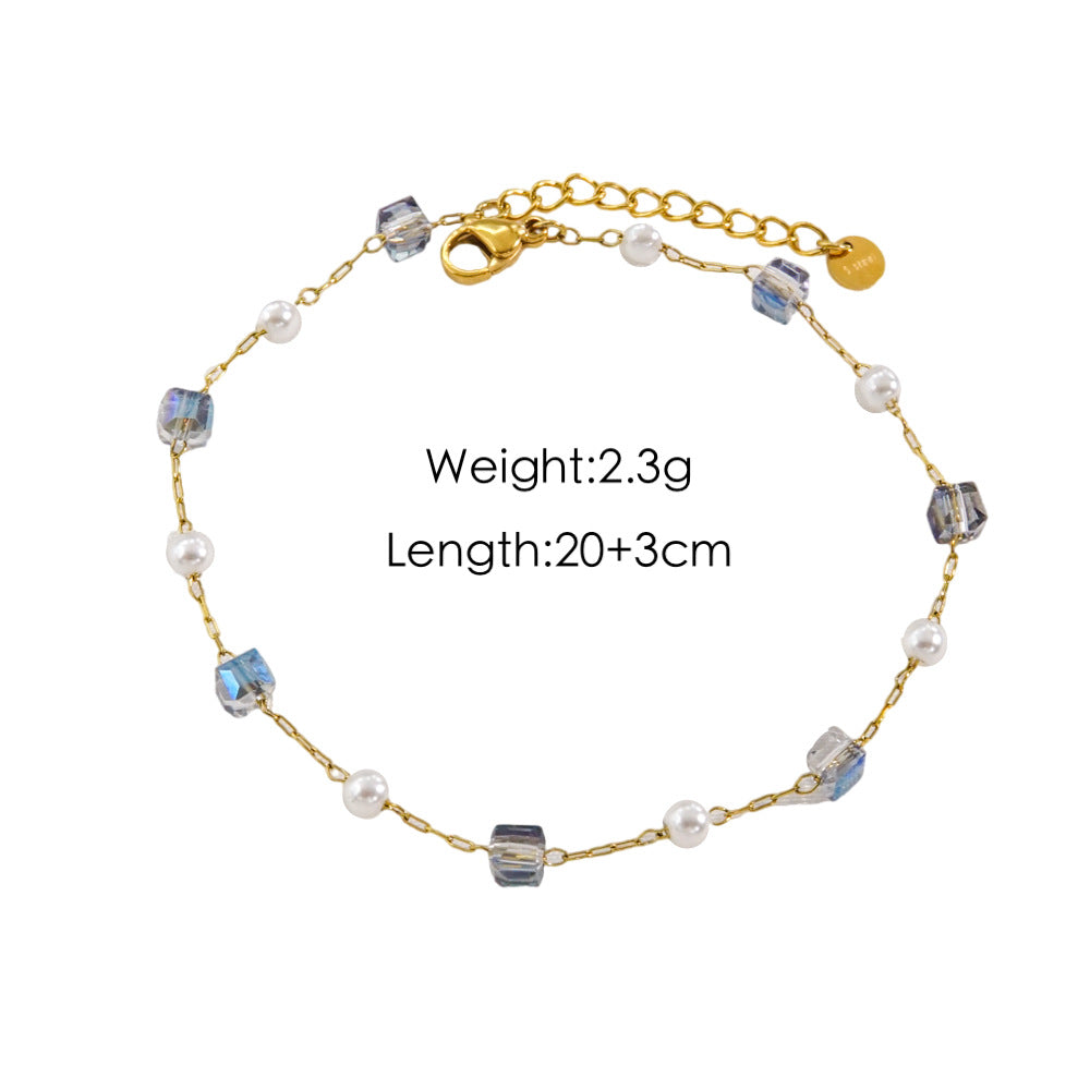 Sweet Square Artificial Crystal Beaded Women's Bracelets