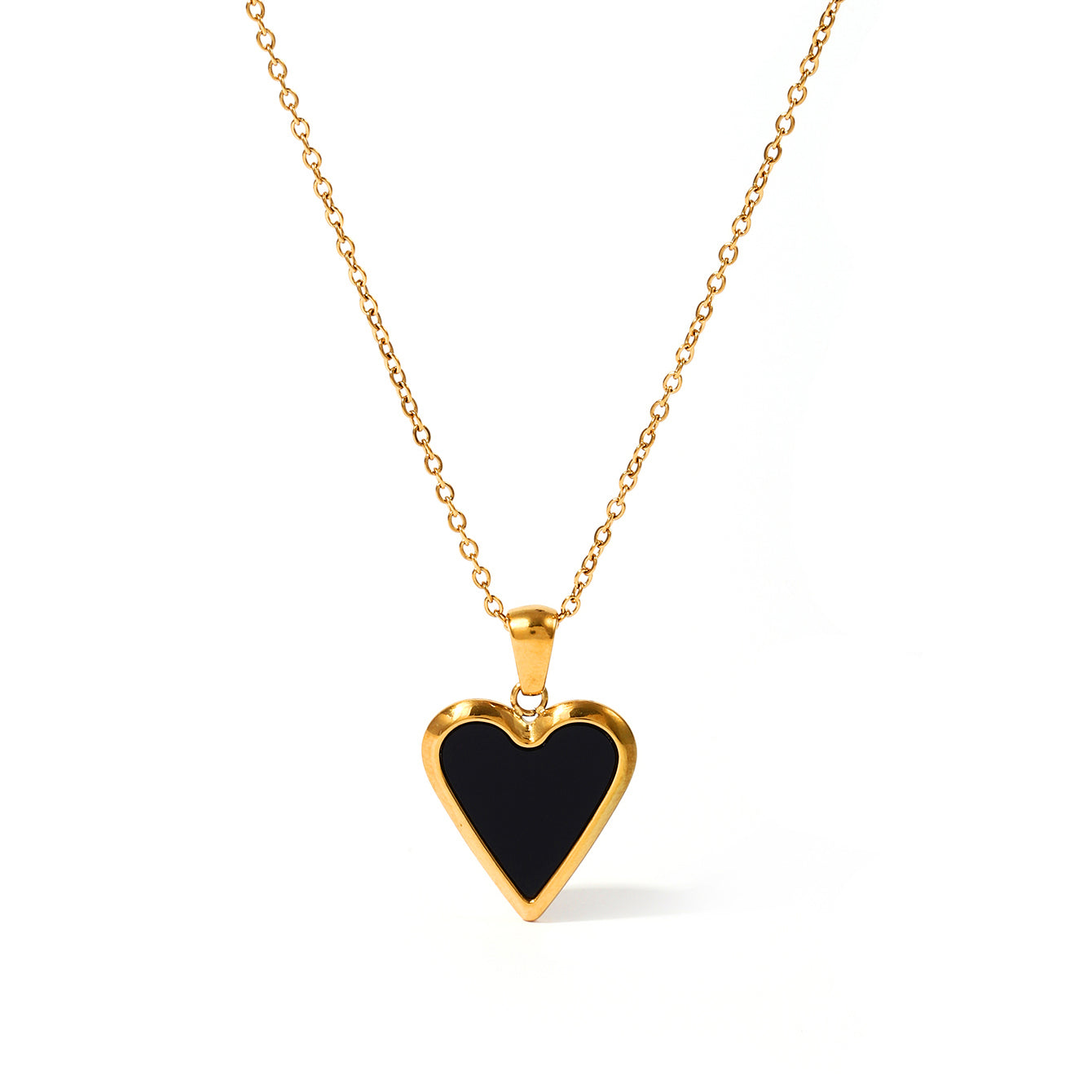 Wholesale Casual Cute Classic Style Heart Shape Butterfly Stainless Steel Plating 18k Gold Plated Pendant Necklace